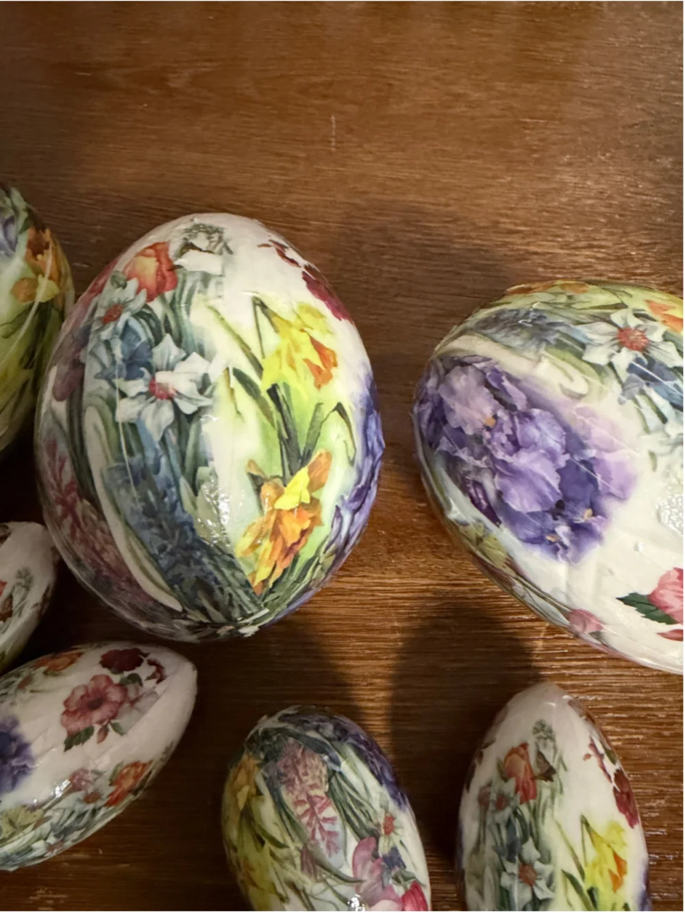 Vintage Floral Decoupage Paper Easter Eggs Lot of 8 Large & Small Spring Holiday